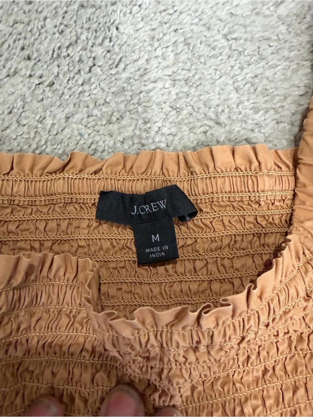 J. Crew Smocked Square-Neck Peplum Top in Mustard Gold, Women’s Size M